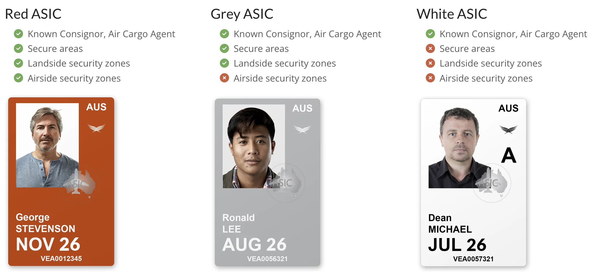 An image of the 3 types of ASICs.